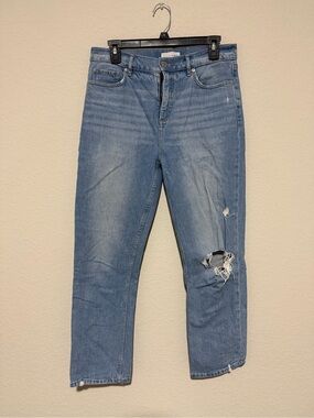 LOFT Light Blue Boyfriend Jeans with Knee Distress
